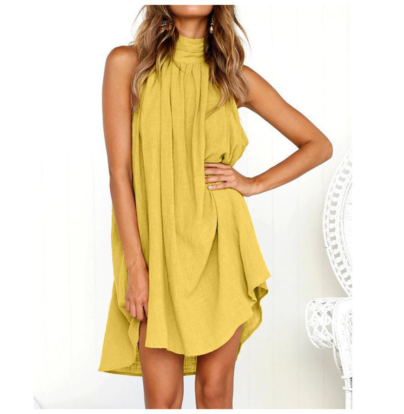 Lune London | Summery Sleeveless Dress with Collar and Light Pleats