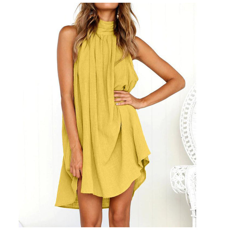 Lune London | Summery Sleeveless Dress with Collar and Light Pleats