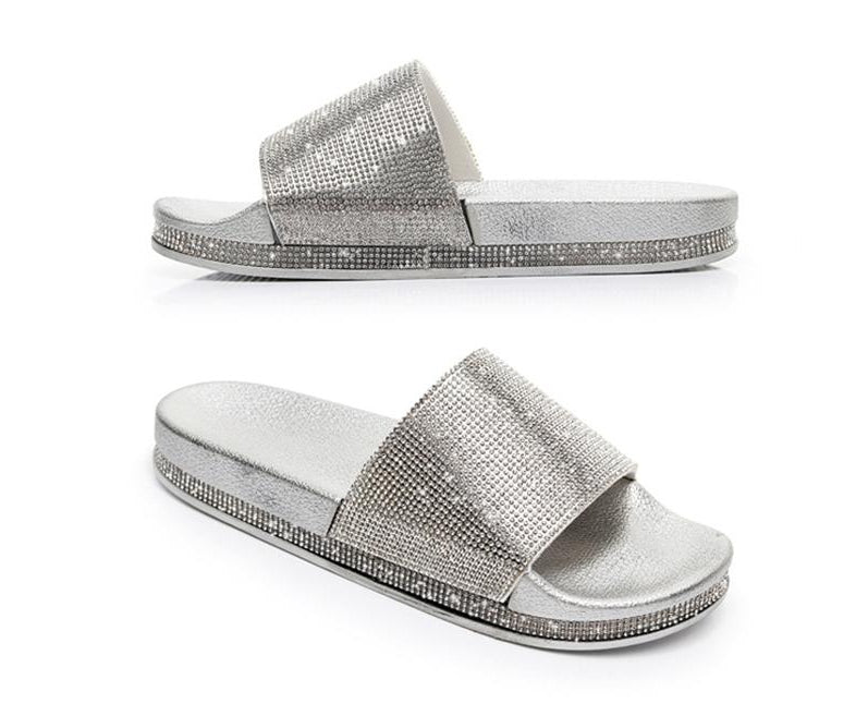Chic und Stil | Crystal Diamond Slides with Embellishment Sandals