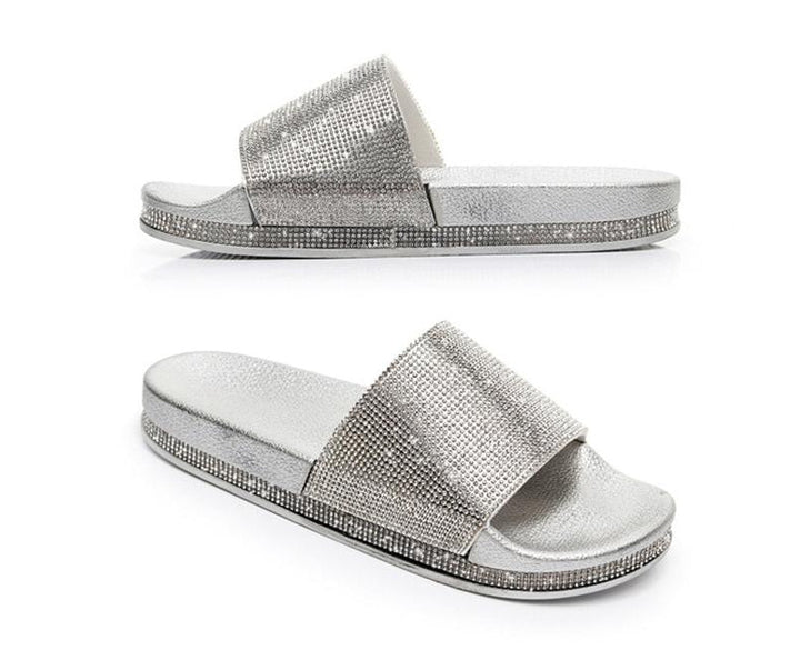 Chic und Stil | Crystal Diamond Slides with Embellishment Sandals