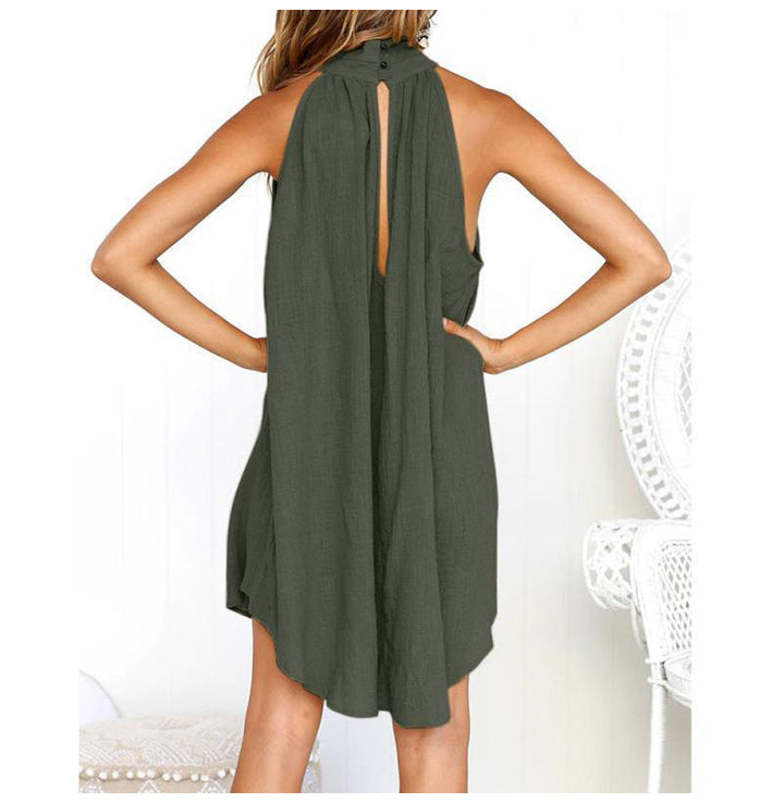 Lune London | Summery Sleeveless Dress with Collar and Light Pleats