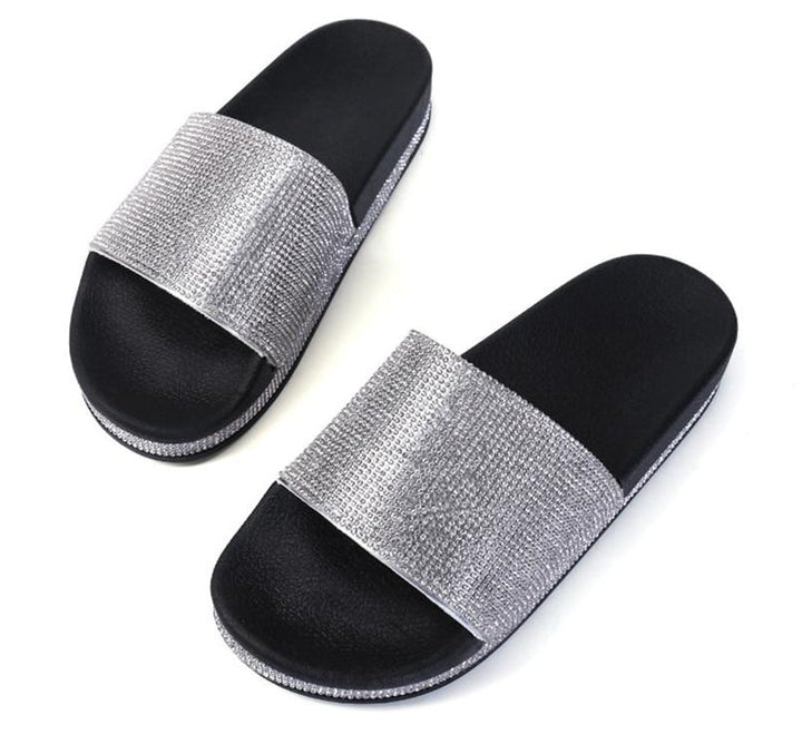 Chic und Stil | Crystal Diamond Slides with Embellishment Sandals