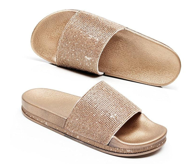 Chic und Stil | Crystal Diamond Slides with Embellishment Sandals
