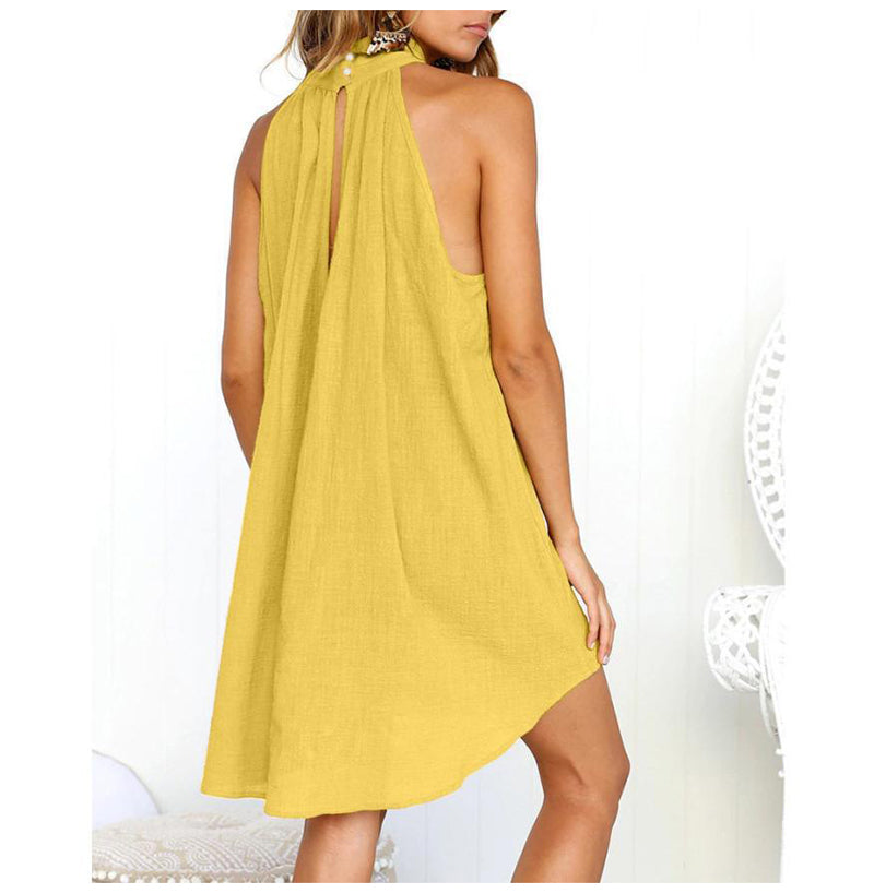 Lune London | Summery Sleeveless Dress with Collar and Light Pleats
