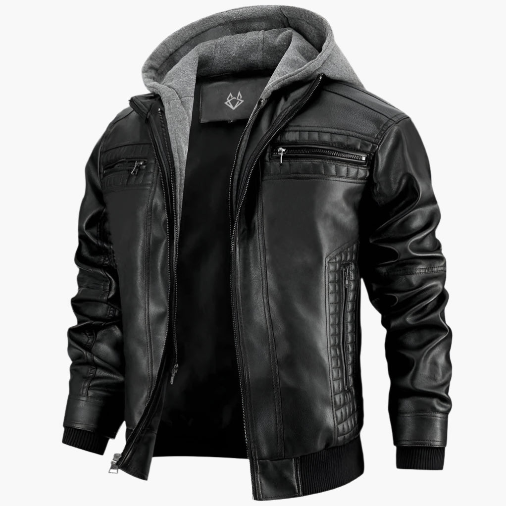 Lune London | Urban street jacket in faux leather with removable hood - Trendy transition jacket for everyday life and leisure