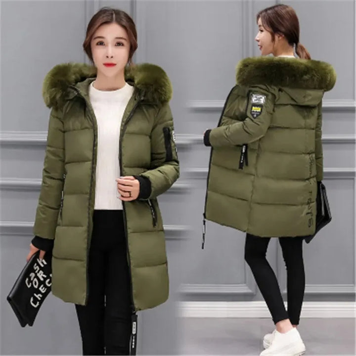 Lune London | Women's Quilted Jacket with Large Fur Collar and Hood