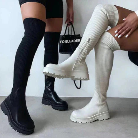 Lune London | Stylish Women's Knee-Length Boots with Zipper