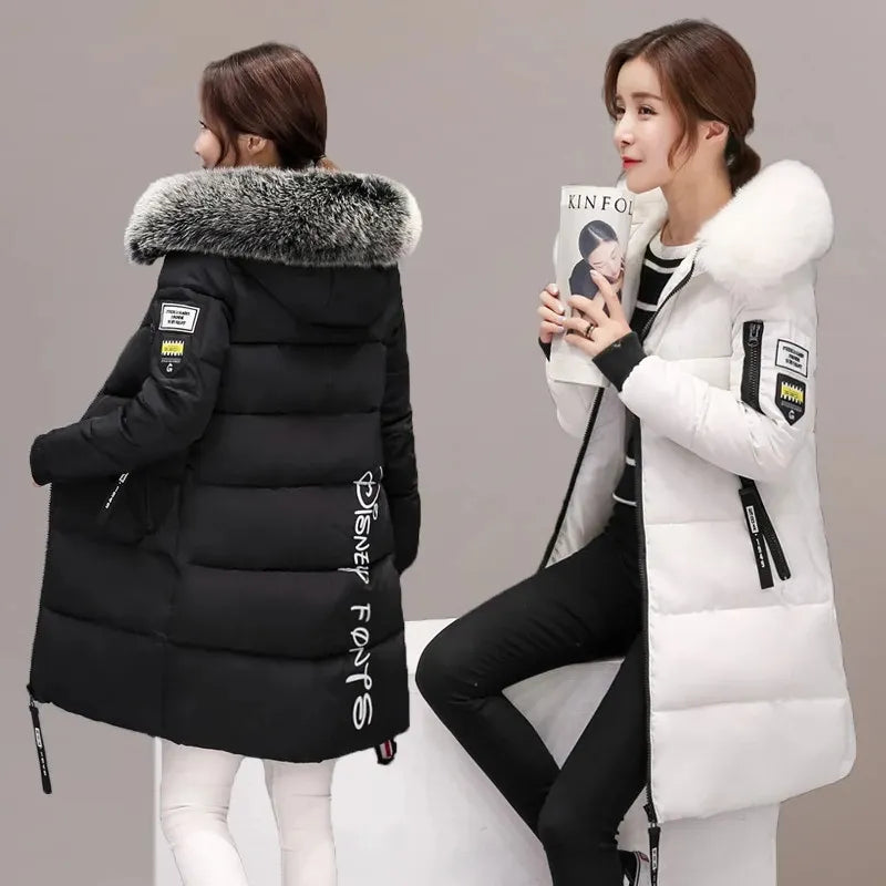 Lune London | Women's Quilted Jacket with Large Fur Collar and Hood