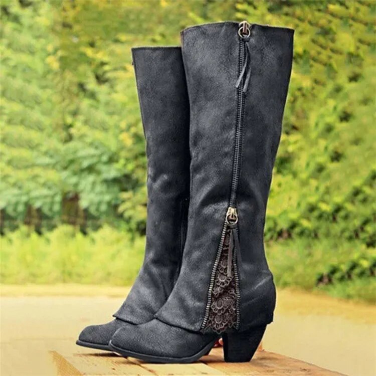 Lune London | Vintage High Heel Boots with Chunky Heel
