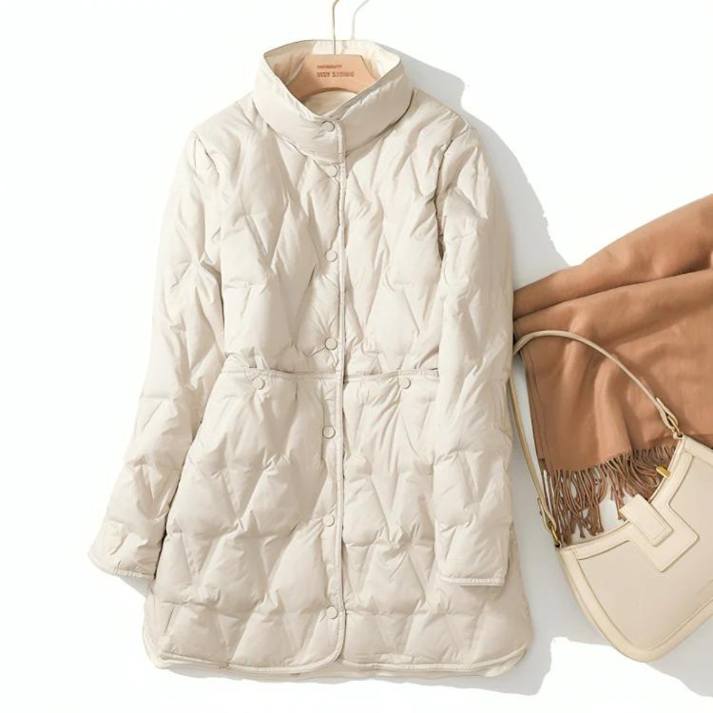 Lune London | Padded Coat - High Collar - Button Closure - Adjustable Waist - With Pockets