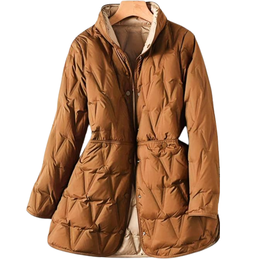 Lune London | Padded Coat - High Collar - Button Closure - Adjustable Waist - With Pockets