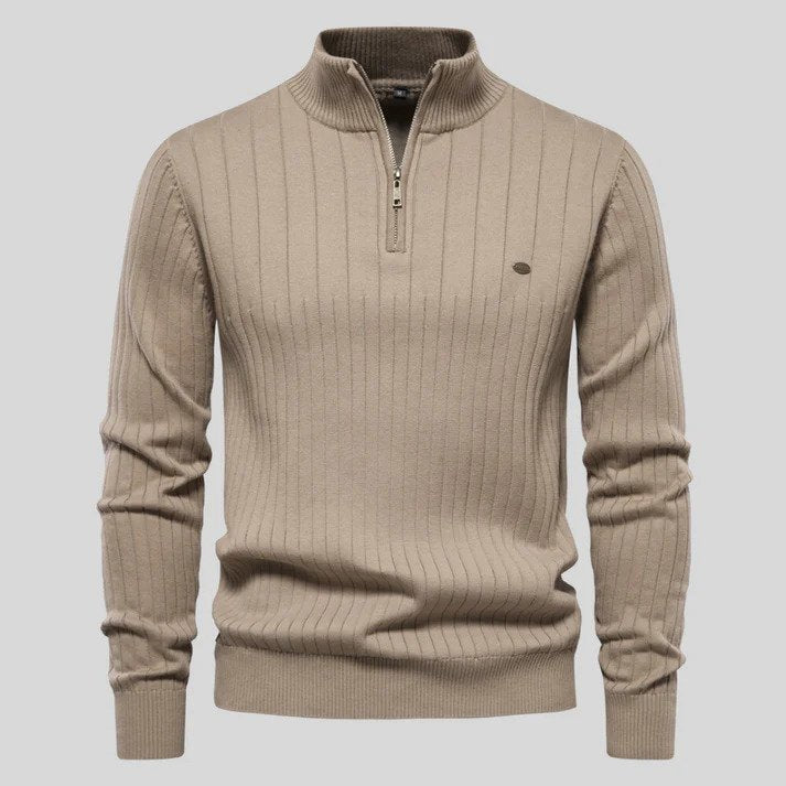 Lune London | Sweater - Half-zip ribbed structure high neck