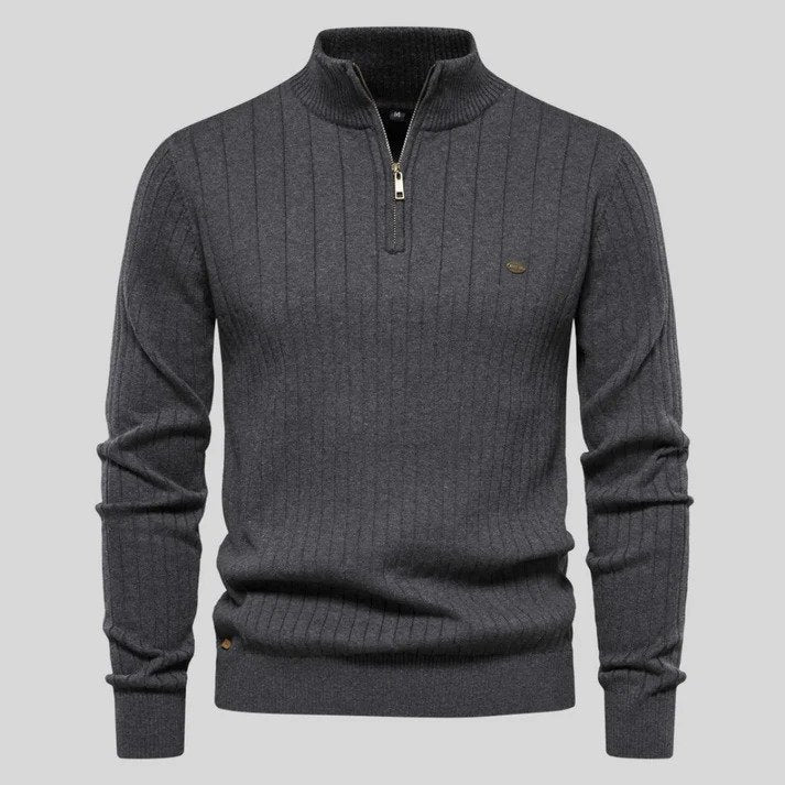 Lune London | Sweater - Half-zip ribbed structure high neck