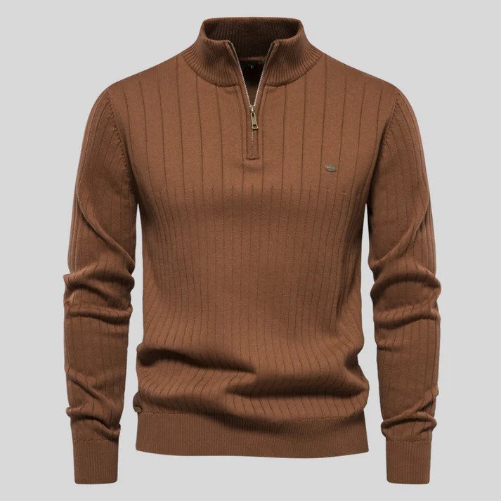 Lune London | Sweater - Half-zip ribbed structure high neck