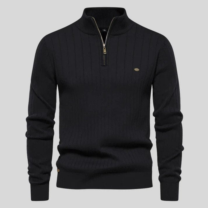 Lune London | Sweater - Half-zip ribbed structure high neck