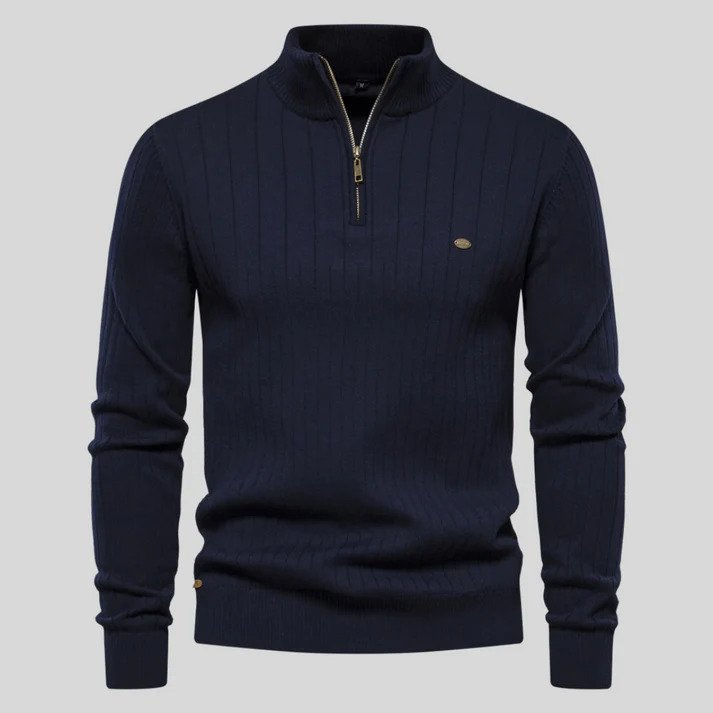 Lune London | Sweater - Half-zip ribbed structure high neck