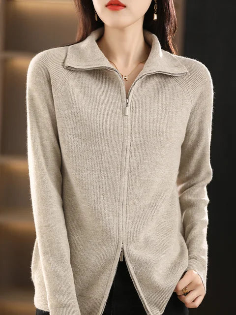 Lune London | Zip-Up Sweatshirt - Soft Knit - High Collar - Comfortable and Stylish