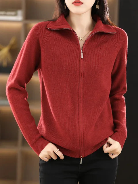 Lune London | Zip-Up Sweatshirt - Soft Knit - High Collar - Comfortable and Stylish