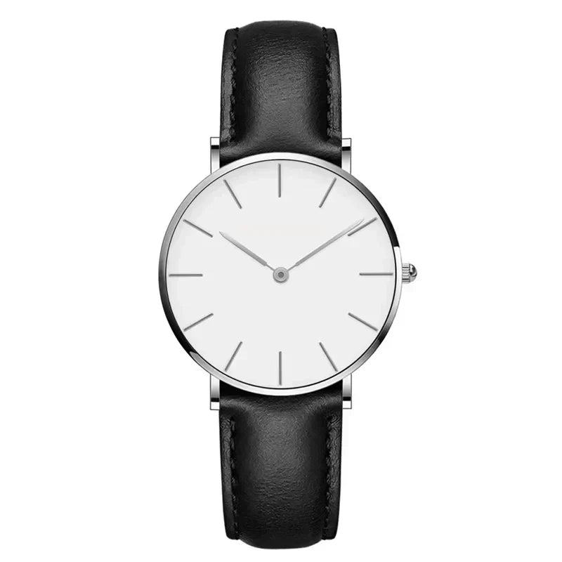 Lune London | Round Timeless Minimalist Watch with Leather Strap for Women