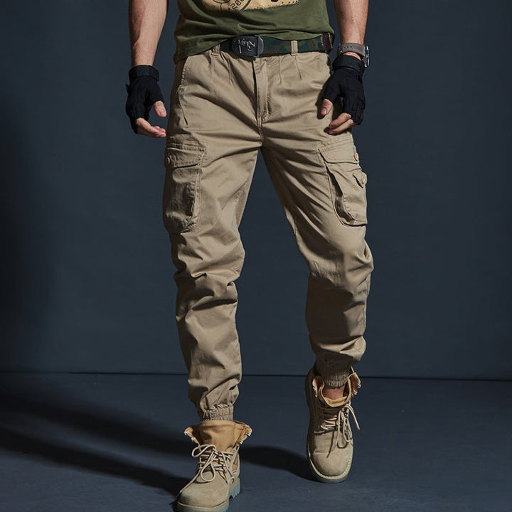 Lune London | Cargo Pants Cotton Blend Loose Fit Multiple Pockets Elastic Cuffs