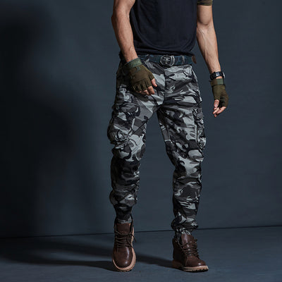 Lune London | Cargo Pants Cotton Blend Loose Fit Multiple Pockets Elastic Cuffs