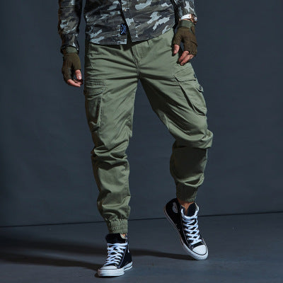 Lune London | Cargo Pants Cotton Blend Loose Fit Multiple Pockets Elastic Cuffs
