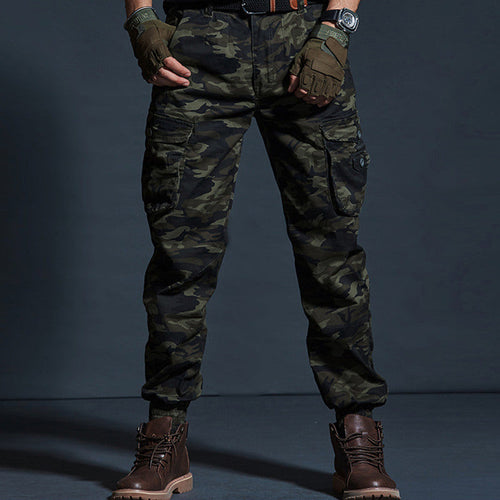 Lune London | Cargo Pants Cotton Blend Loose Fit Multiple Pockets Elastic Cuffs