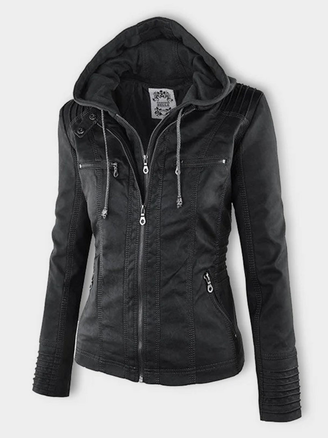 Lune London | Hooded leather jacket for women - Ripped profile