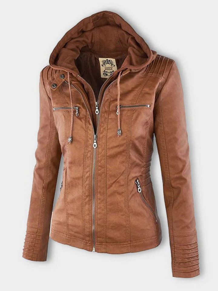 Lune London | Hooded leather jacket for women - Ripped profile