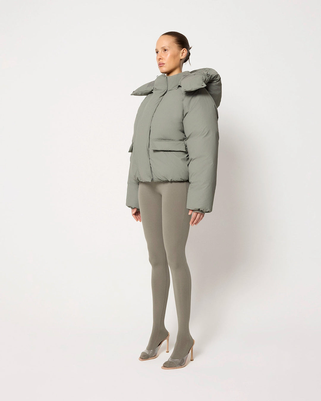 Lune London | Women's Jacket High Collar Hooded Zipper Design Cotton-Lined Jacket