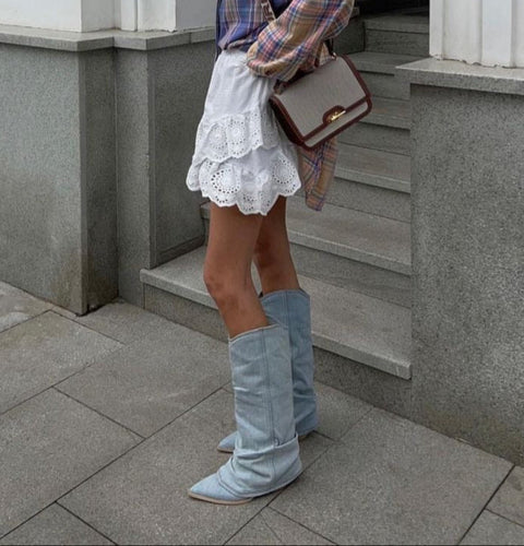 Lune London | Denim knee-high boots