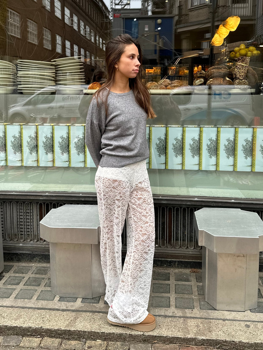 Lune London | Elegant Women's Trousers with Lace and Wide Leg