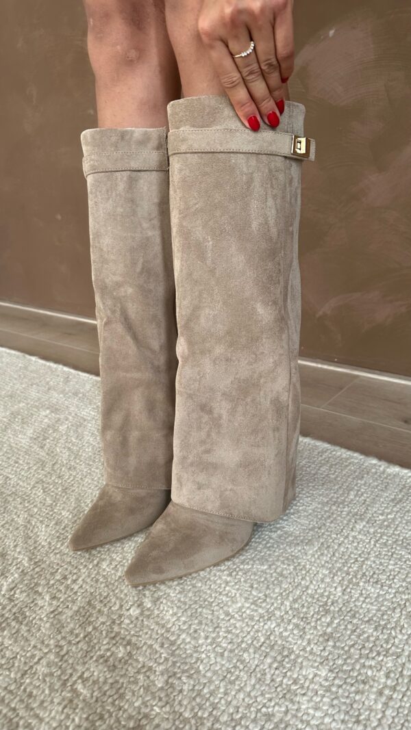 Lune London | Boots - Suede - Knee-Length - Pointed - Block Heel - Elegant Fit