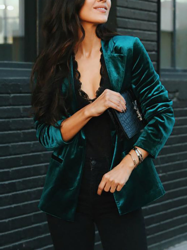 Lune London | Satin Blazer with Lapel Collar Elegant Trendy Women's Jacket