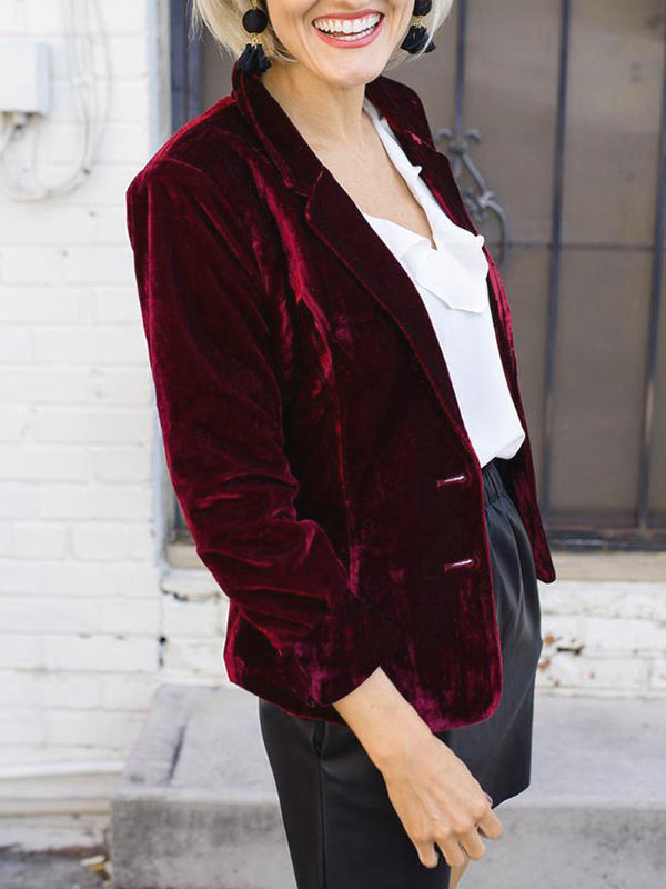 Lune London | Satin Blazer with Lapel Collar Elegant Trendy Women's Jacket