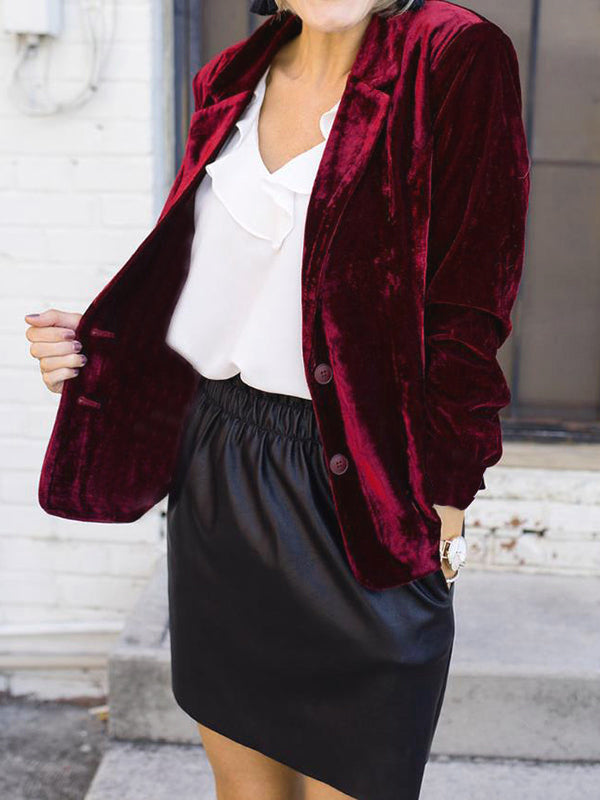 Lune London | Satin Blazer with Lapel Collar Elegant Trendy Women's Jacket