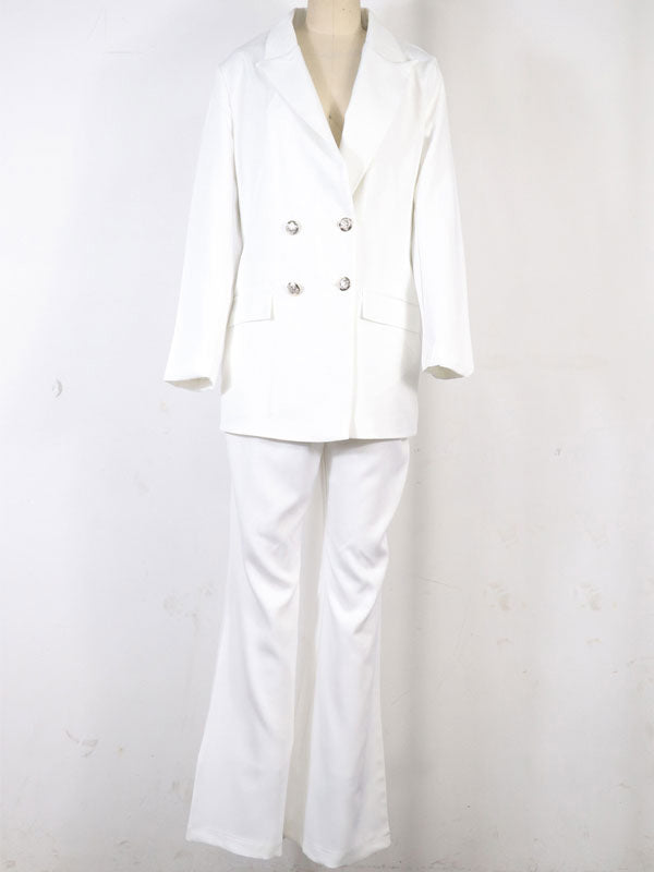 Lune London | Women's Two-Piece Suit Set Office Blazer Double-Breasted Notched Collar Long Sleeve Elegant