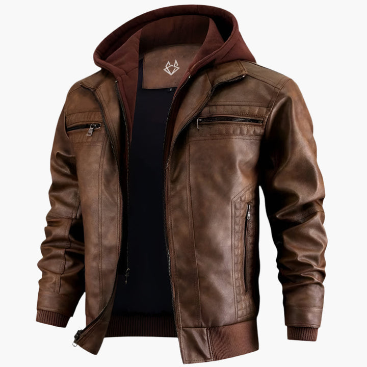 Lune London | Urban street jacket in faux leather with removable hood - Trendy transition jacket for everyday life and leisure
