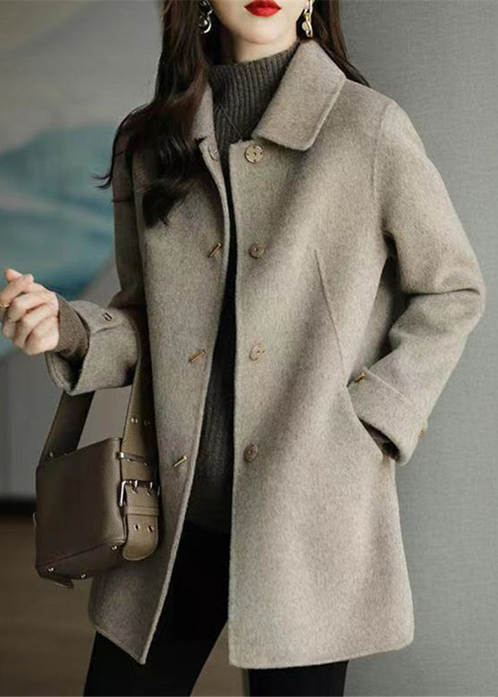 Lune London | Camel Peter Pan Collar Pockets Wool Coats
