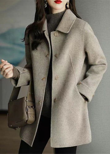 Lune London | Camel Peter Pan Collar Pockets Wool Coats