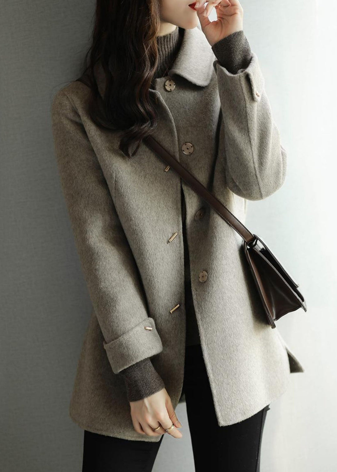 Lune London | Camel Peter Pan Collar Pockets Wool Coats
