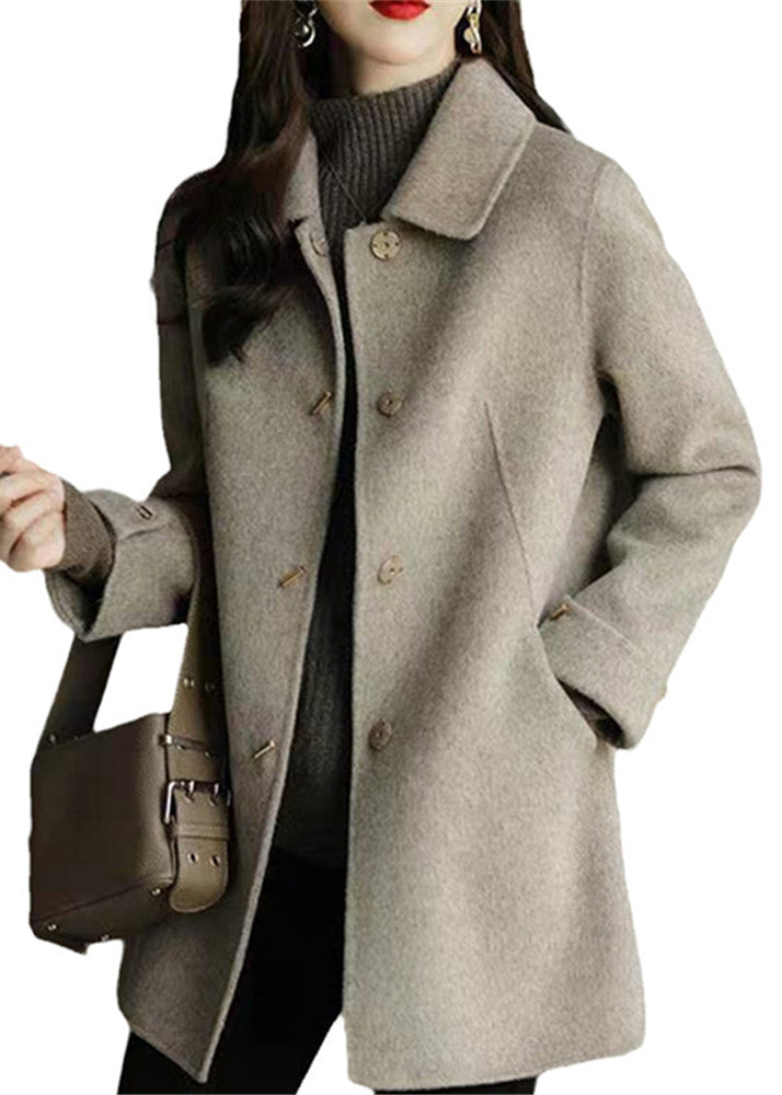 Lune London | Camel Peter Pan Collar Pockets Wool Coats