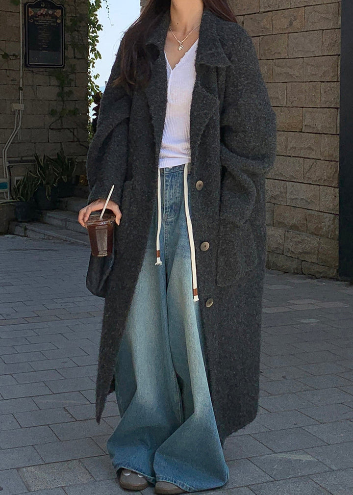 Lune London | Dark gray wool coats with flap pockets
