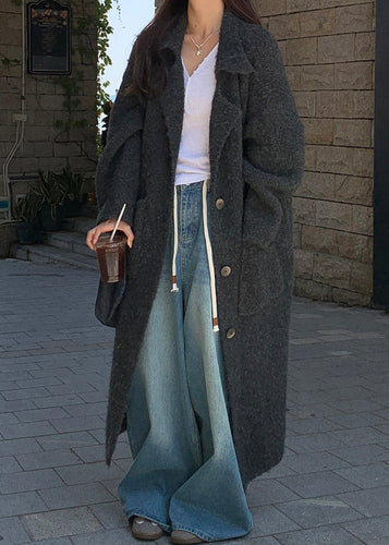 Lune London | Dark gray wool coats with flap pockets