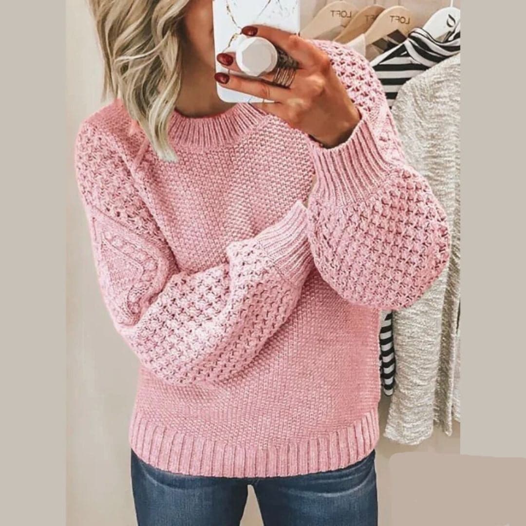 Lune London | Knit Sweater - Gentle Knit - Loose Fit - Balloon Sleeves and Round Neck