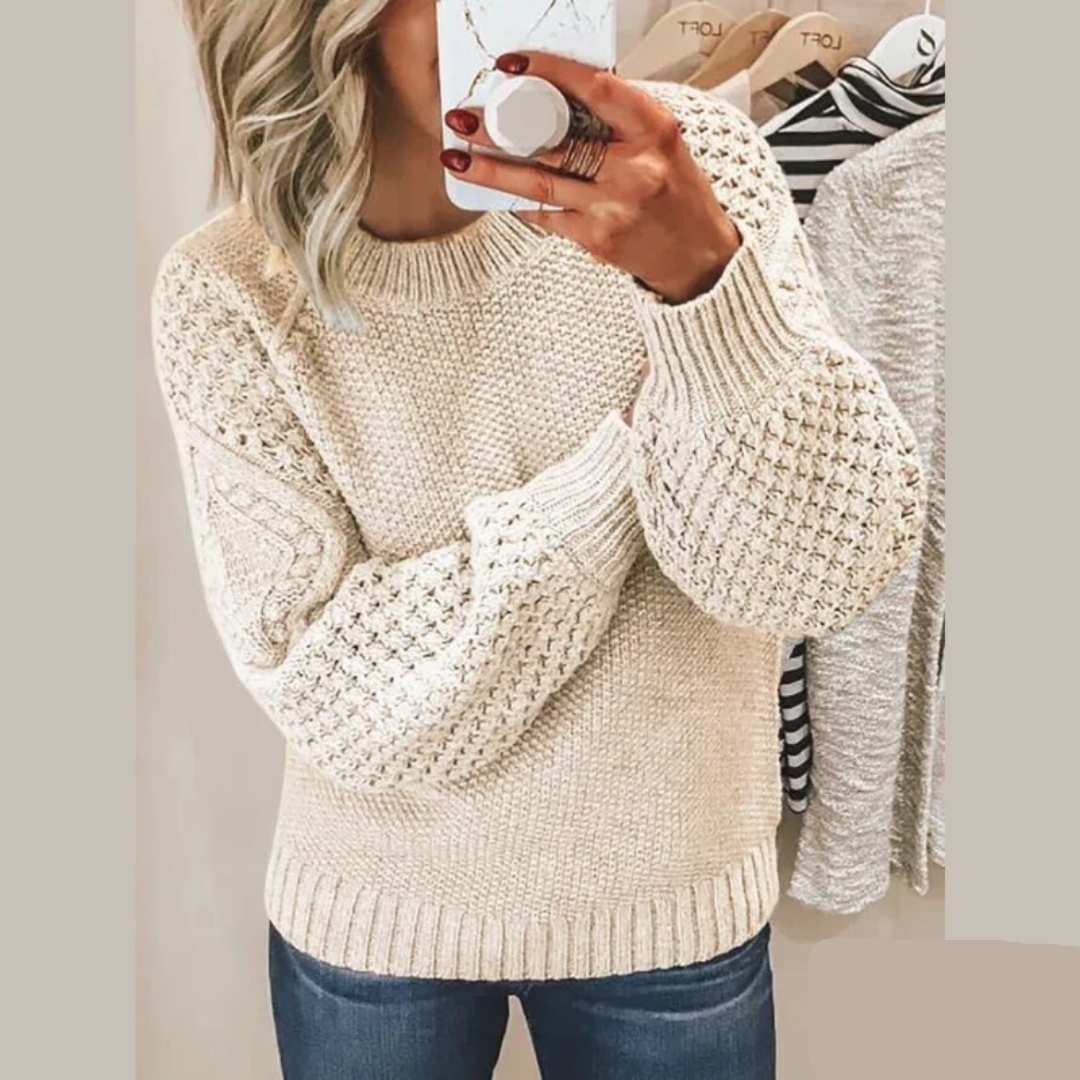 Lune London | Knit Sweater - Gentle Knit - Loose Fit - Balloon Sleeves and Round Neck