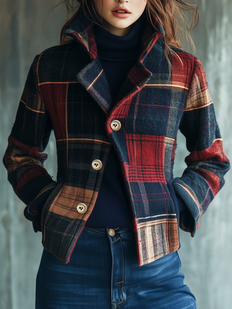 Lune London | Jacket for women, tailored fit, checked pattern - Autumn/Winter