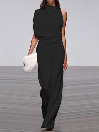 Lune London | Women's Jumpsuit with Round Neckline Sleeveless and Wide Leg