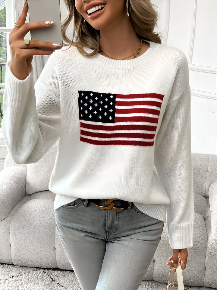 Lune London | American Flag Round Neck Sweater
