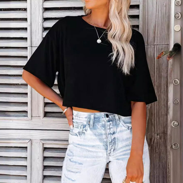 Lune London | Casual, Solid, Short T-Shirt with Round Neck for Women